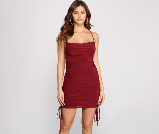 Simply Stunning Ruched Mini Dress Ins Street