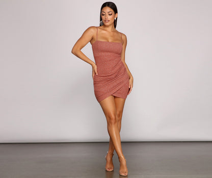 Shine On Ruched Glitter Mini Dress