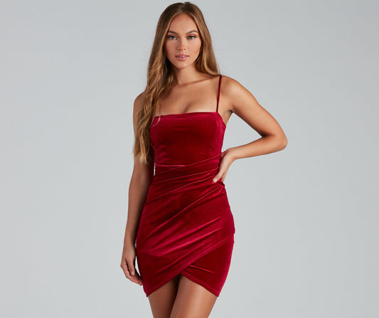 Crushing On Velvet Wrap Mini Dress ladies-street