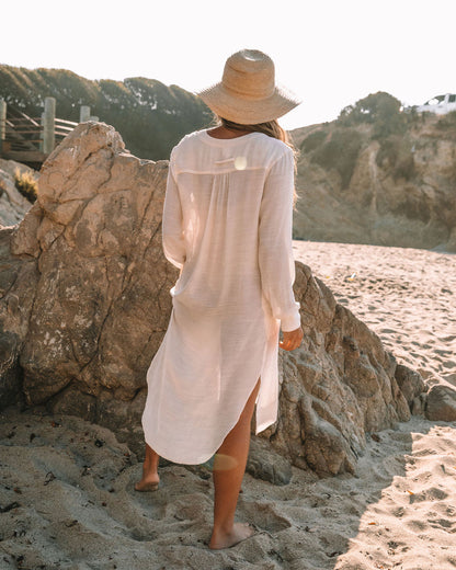 Bali Pocketed Kaftan Dress - Bamboo Cream - FINAL SALE