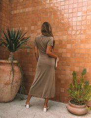 Hot Springs Button Down Knit Maxi Dress - Mocha - FINAL SALE