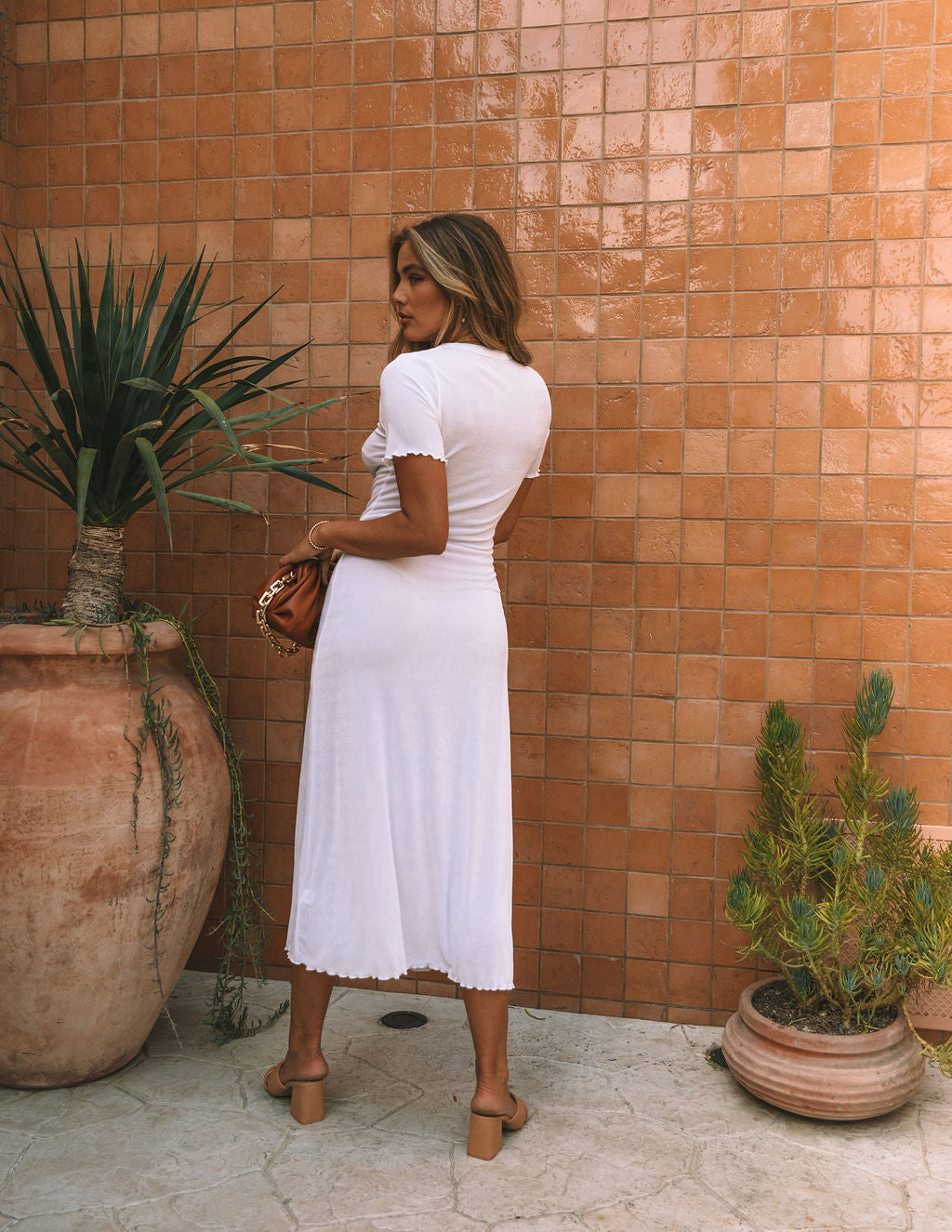 Hot Springs Button Down Knit Maxi Dress - White - FINAL SALE