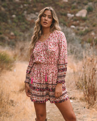 Priority Printed Tassel Dress - Natural - FINAL SALE