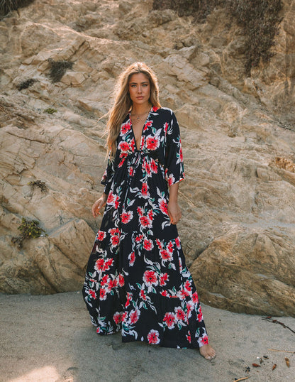 Kaydence Floral Kimono Tie Maxi Dress - FINAL SALE