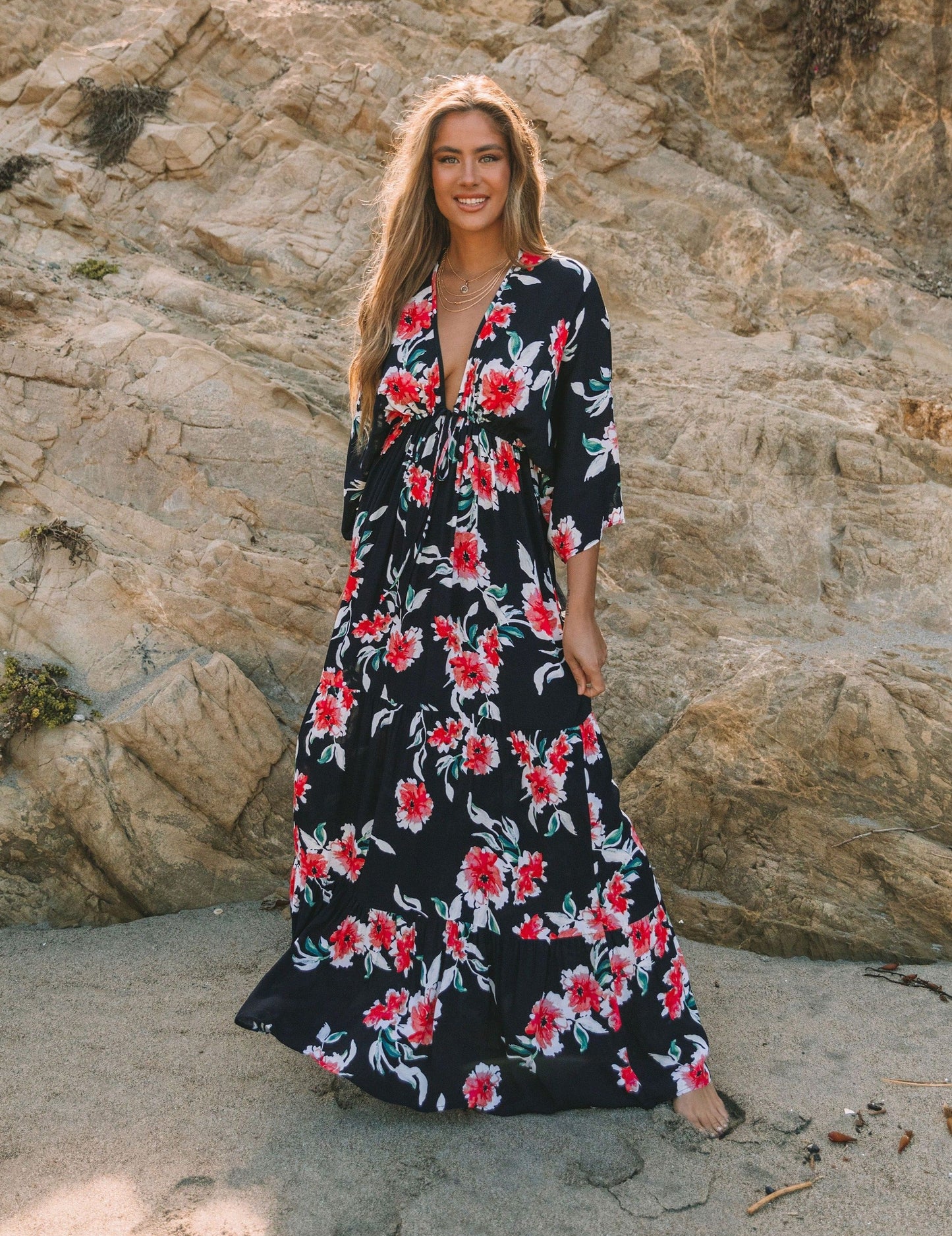 Kaydence Floral Kimono Tie Maxi Dress - FINAL SALE