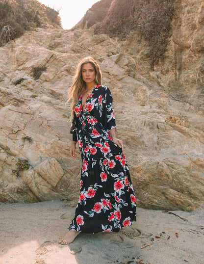 Kaydence Floral Kimono Tie Maxi Dress - FINAL SALE