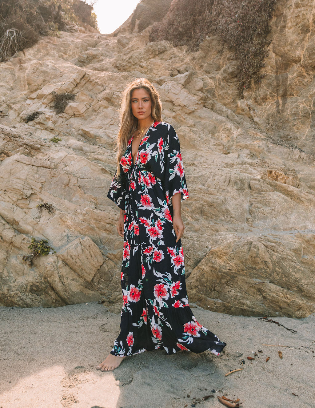 Kaydence Floral Kimono Tie Maxi Dress - FINAL SALE