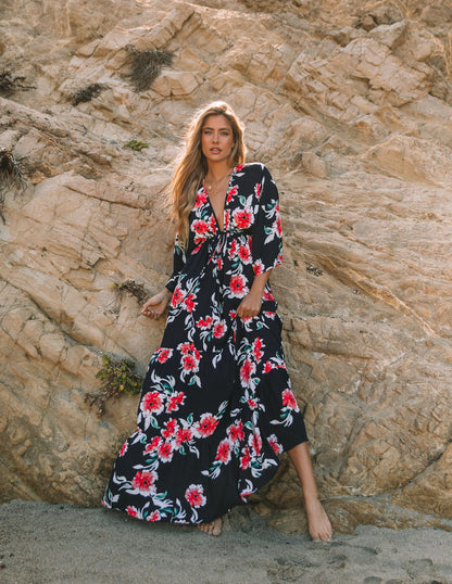 Kaydence Floral Kimono Tie Maxi Dress - FINAL SALE