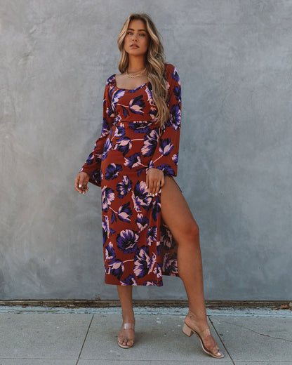 Ronin Floral Cutout Knit Midi Dress