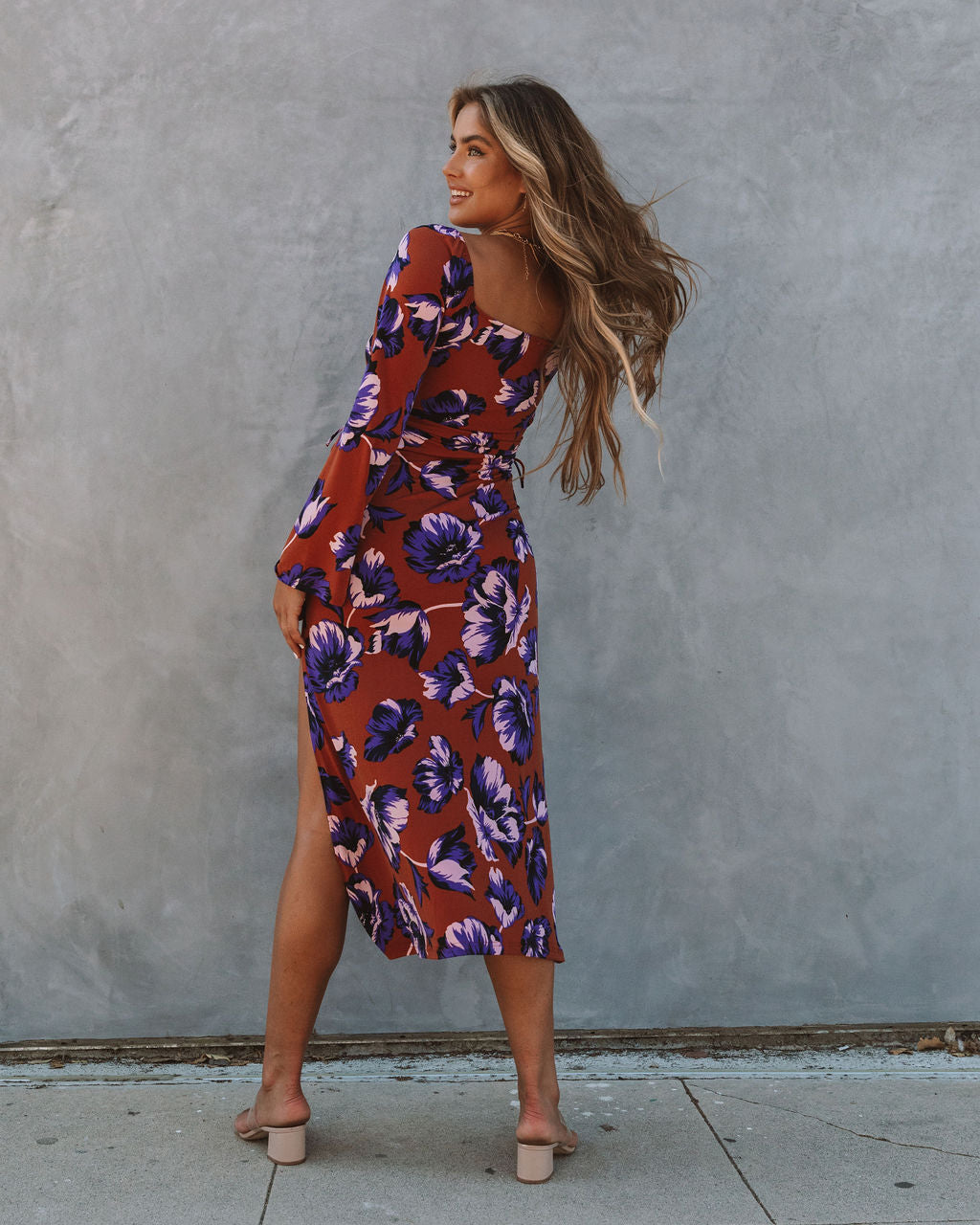 Ronin Floral Cutout Knit Midi Dress