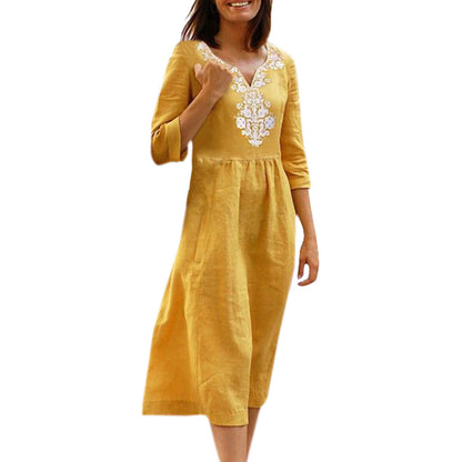 Club Tropicana Embroidered Maxi Dress - Yellow