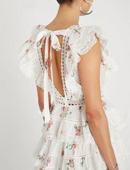 Alessia Cotton Eyelet Tie Dye Crochet Tassel Dress