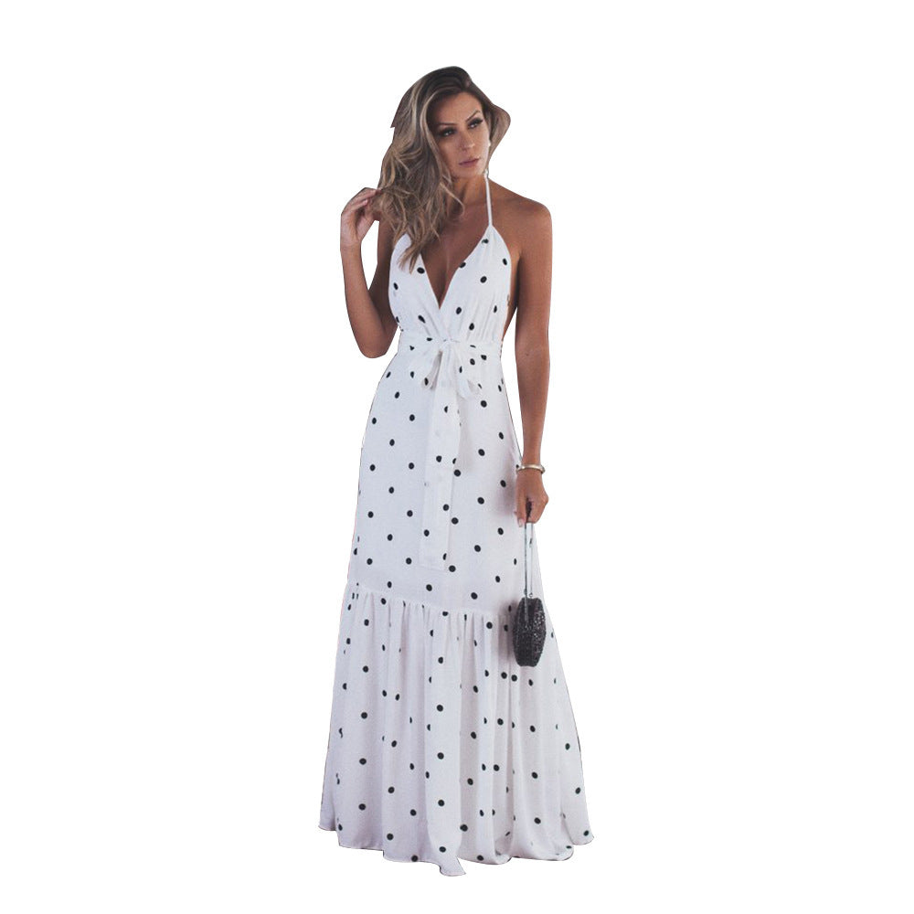 Kira Polka Dot Halter Maxi Dress