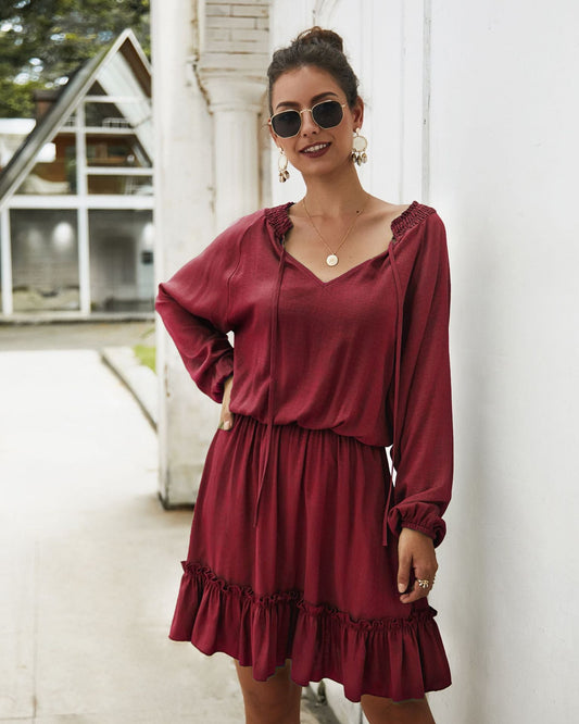 Lena Satin Midi Dress - Marsala