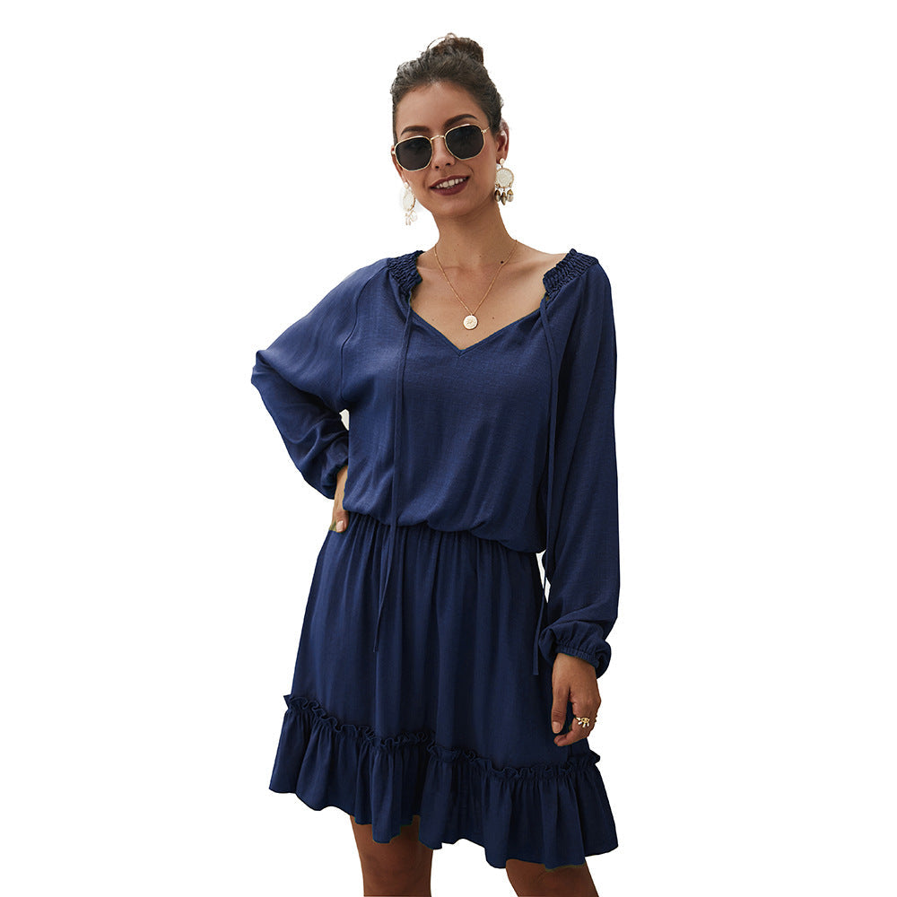 Marta Ruffle Tiered Dress - Navy