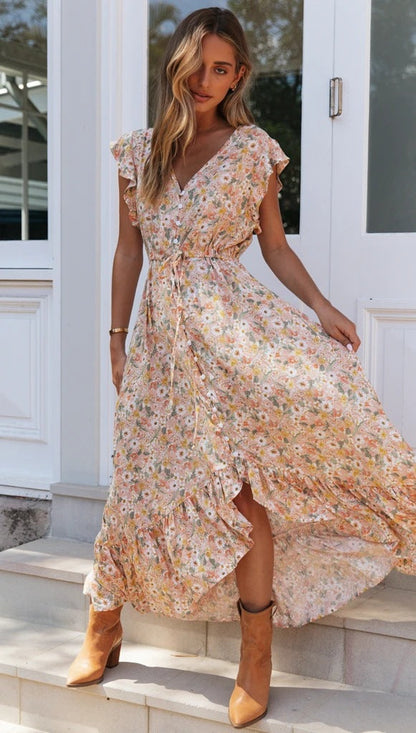 Parks Floral Tassel Maxi Dress - Ivory Multi