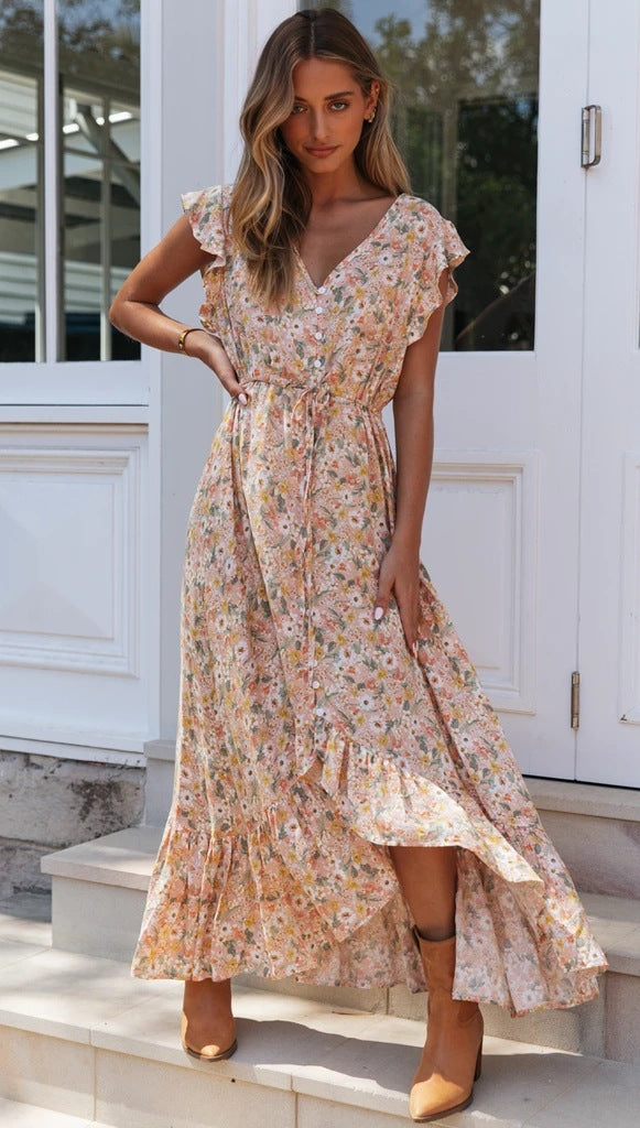 Parks Floral Tassel Maxi Dress - Ivory Multi