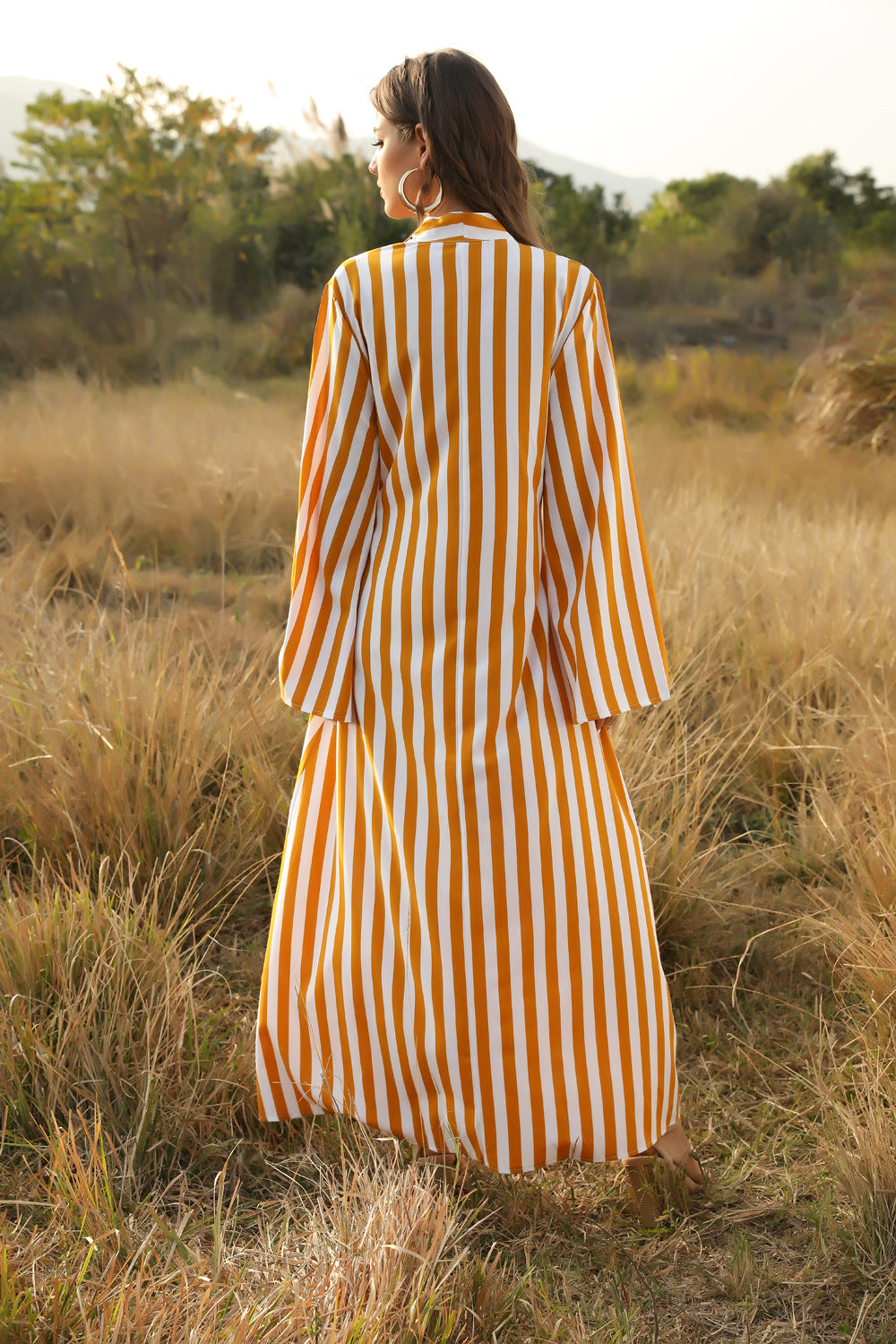 Rolla Striped Button Down Maxi Shirt Dress