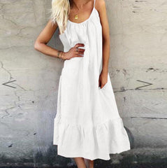 Vasya Cotton Tassel Slit Midi Dress