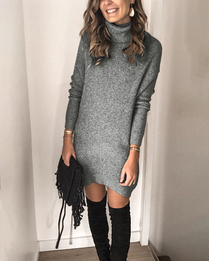 Kannon Turtleneck Sweater Dress - Slate - FINAL SALE