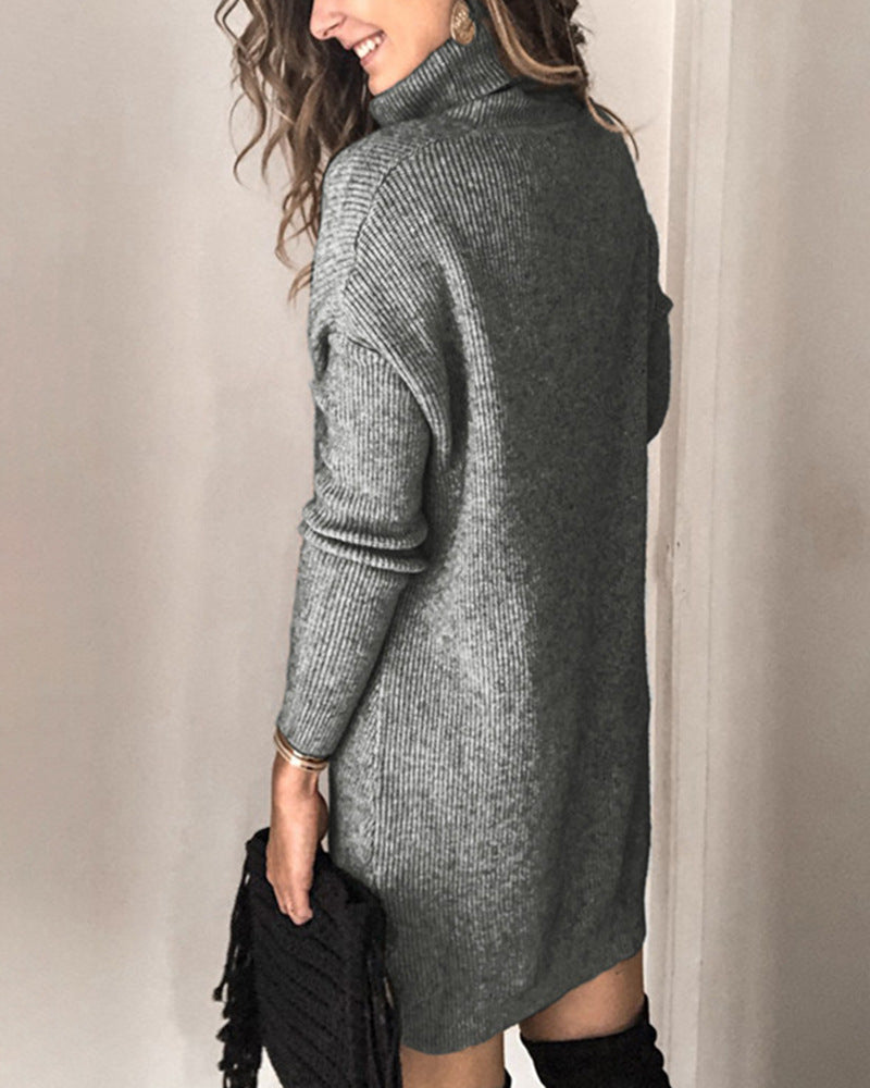 Kannon Turtleneck Sweater Dress - Slate - FINAL SALE