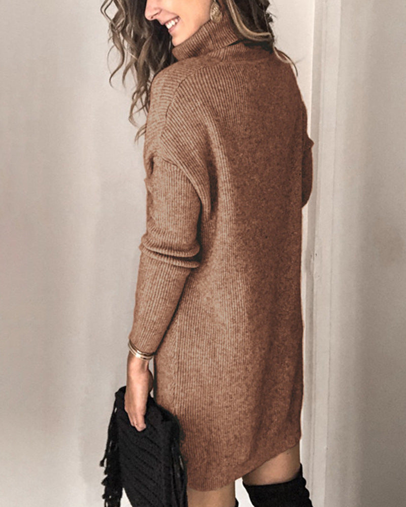 Kannon Turtleneck Sweater Dress - Camel - FINAL SALE