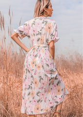 Dina Textured Floral Ruffle Tiered Midi Dress