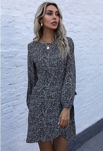 Keeper Printed Tie Dress - Black