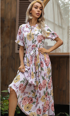 Maybelle Printed Pleated Midi Dress