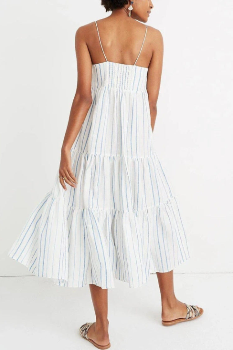 Lights Down Low Tiered Tassel Midi Dress