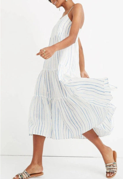 Lights Down Low Tiered Tassel Midi Dress