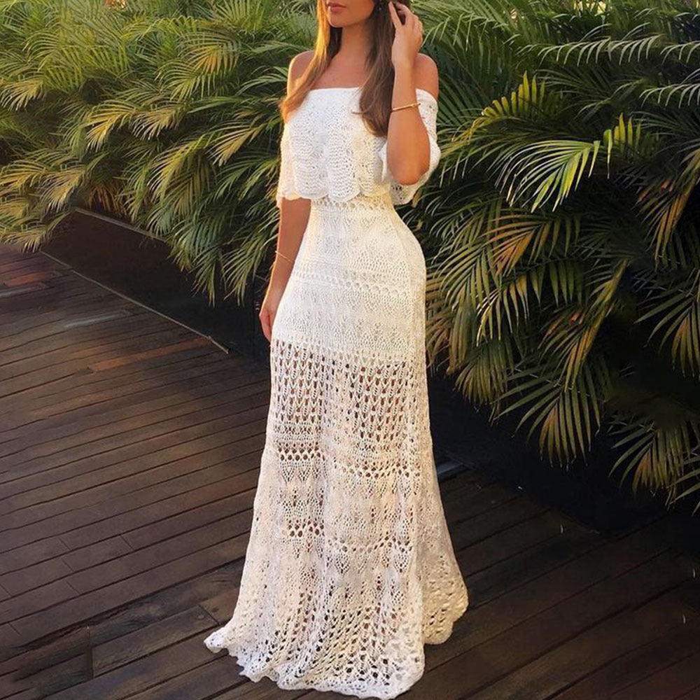 Pascal Tiered Crochet Lace Midi Dress - White