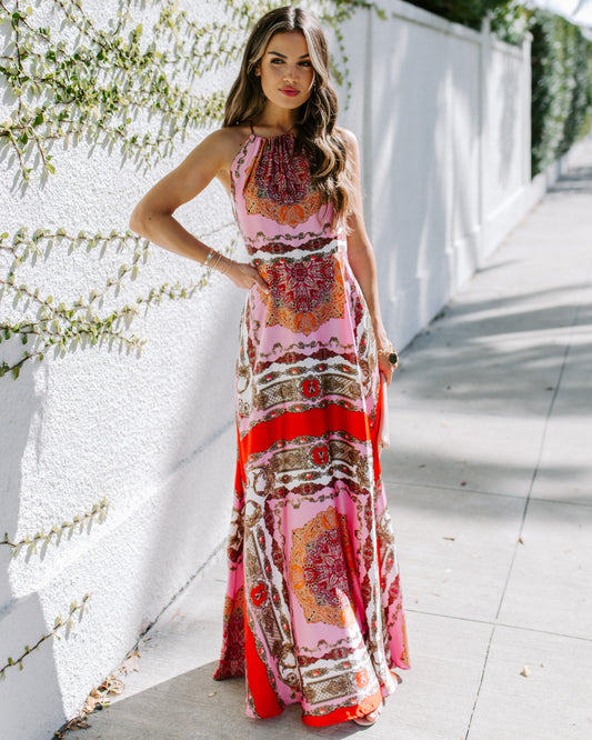 PREORDER - Reina Printed Halter Maxi Dress