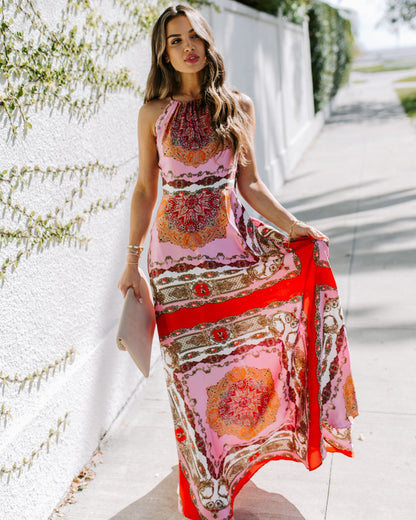 PREORDER - Reina Printed Halter Maxi Dress