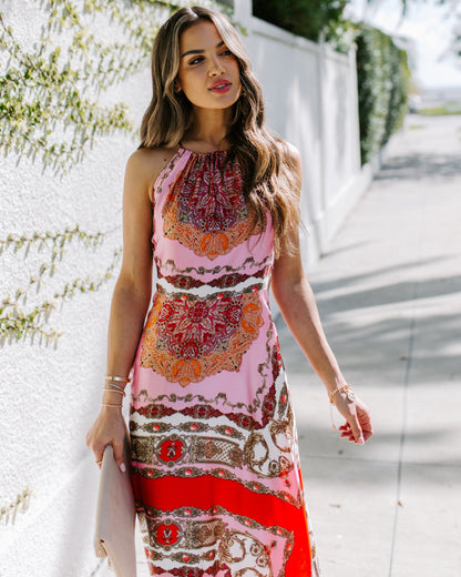 PREORDER - Reina Printed Halter Maxi Dress