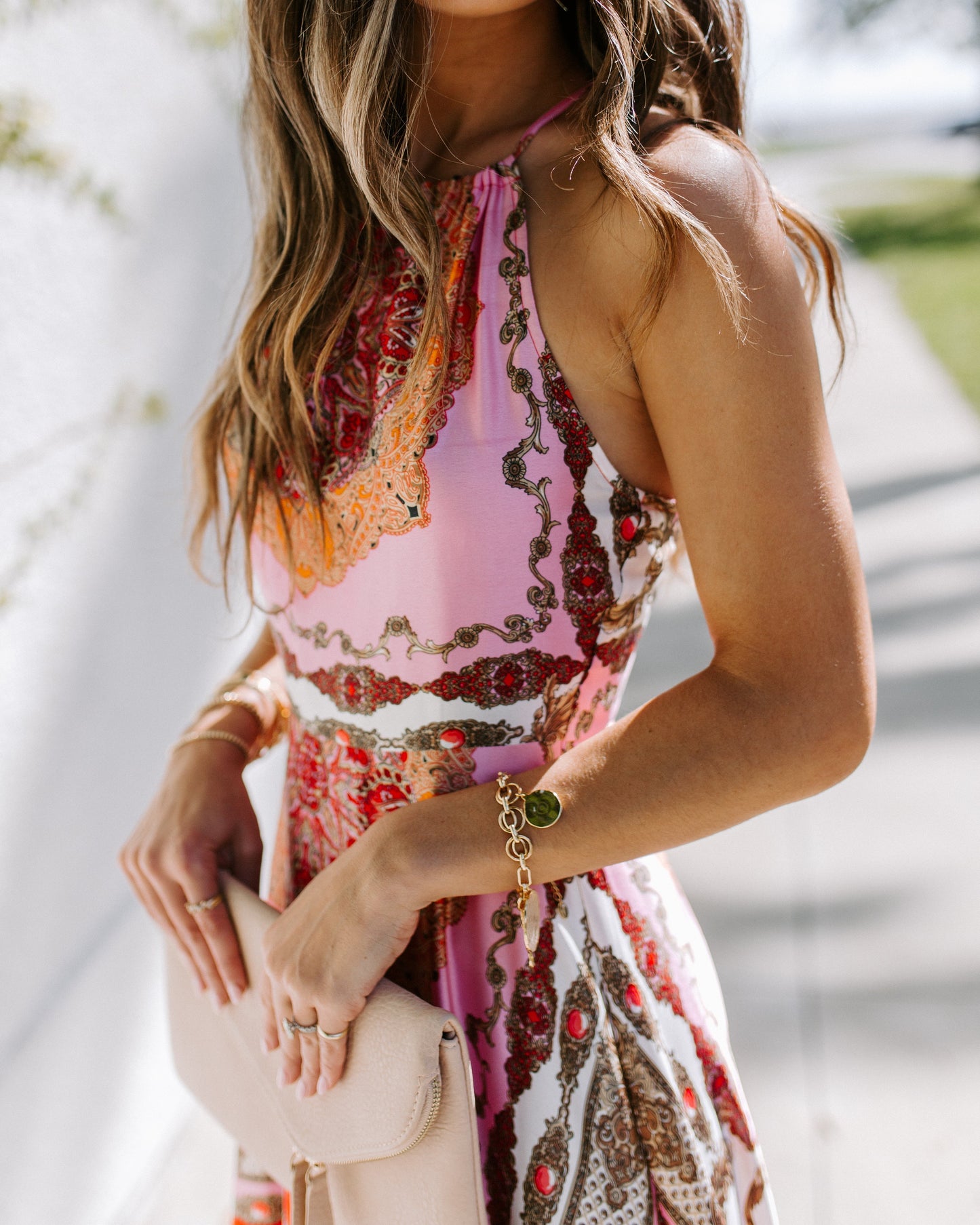 PREORDER - Reina Printed Halter Maxi Dress