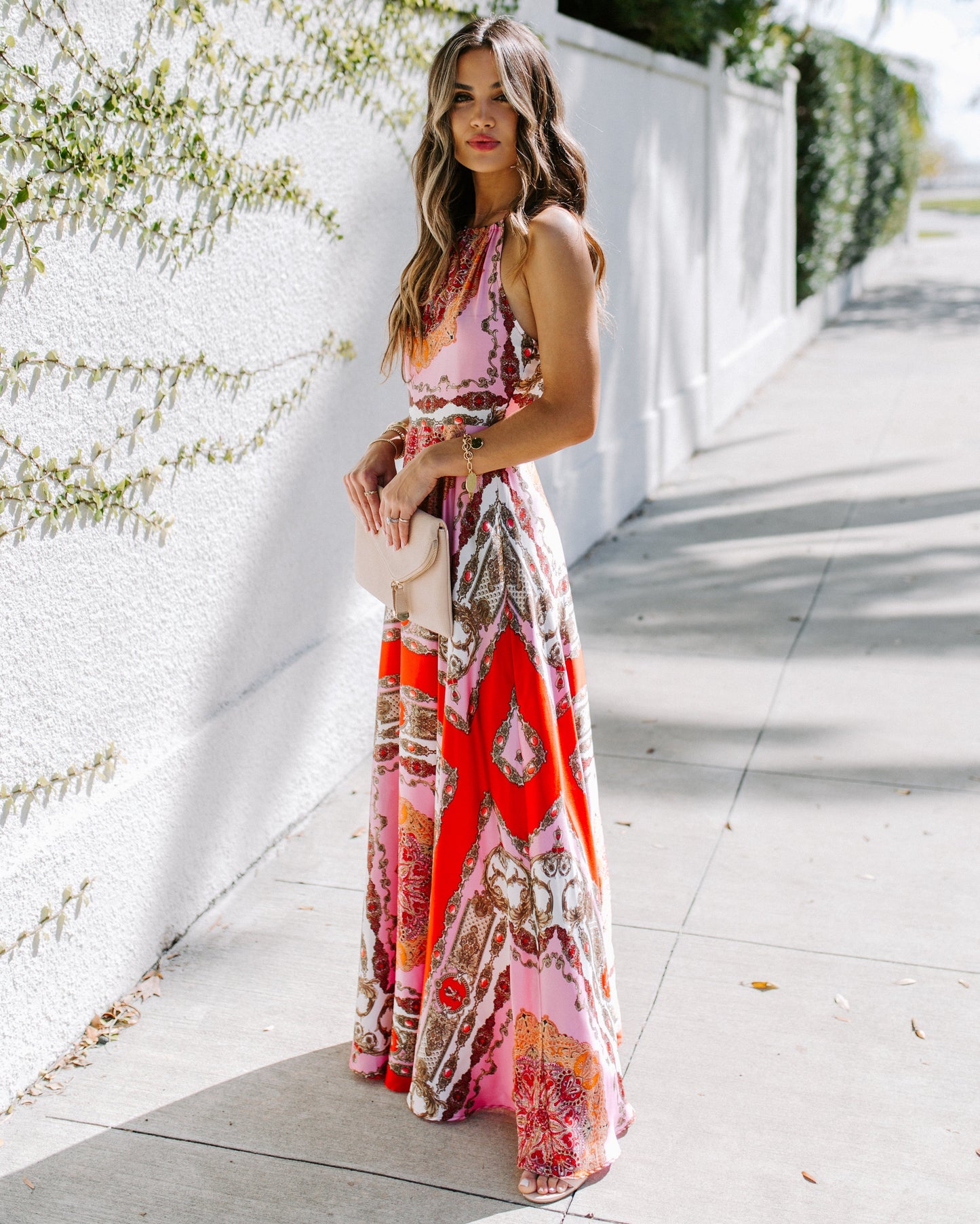 PREORDER - Reina Printed Halter Maxi Dress