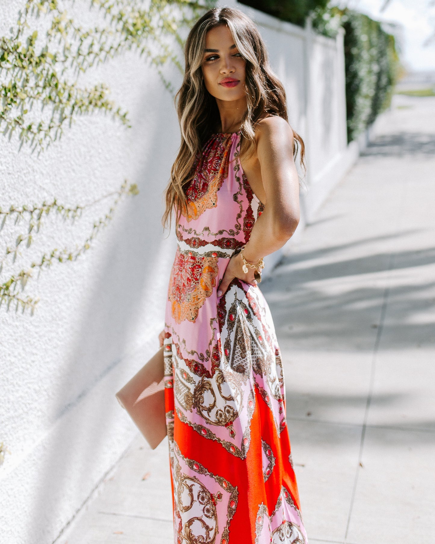 PREORDER - Reina Printed Halter Maxi Dress