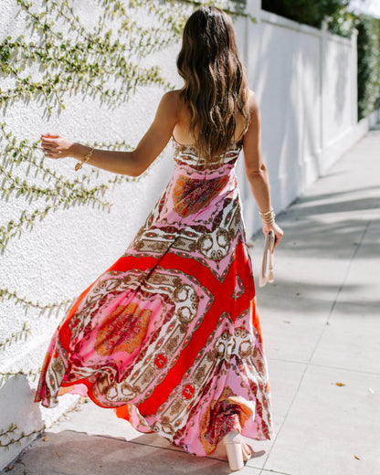 PREORDER - Reina Printed Halter Maxi Dress