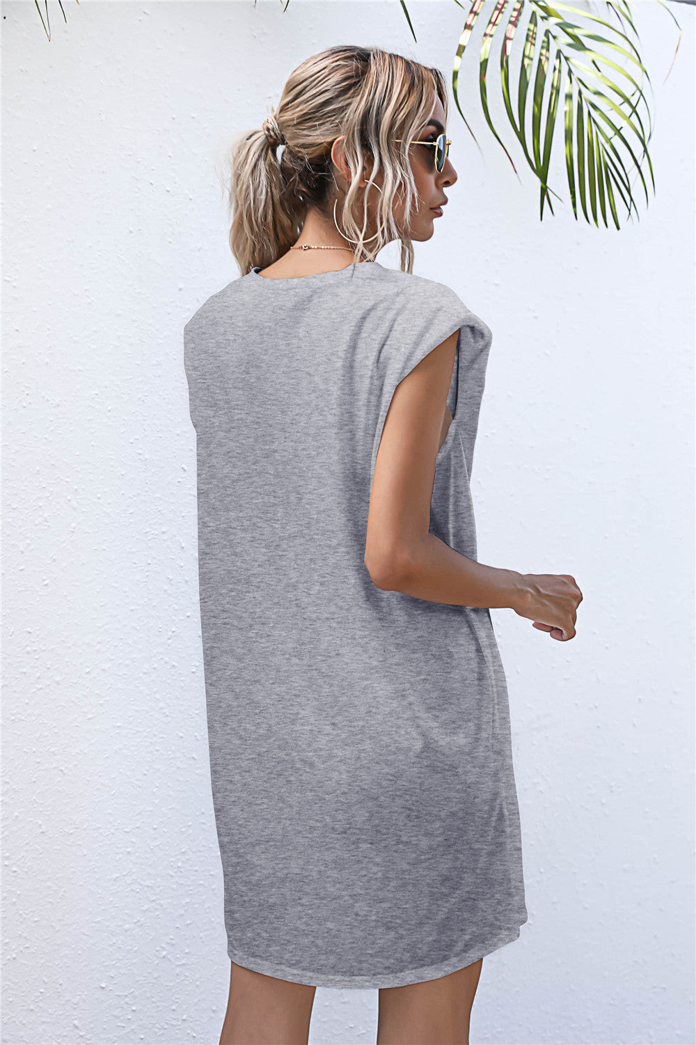 Hilton Cotton Blend Padded T-Shirt Dress - Heather Grey - FINAL SALE