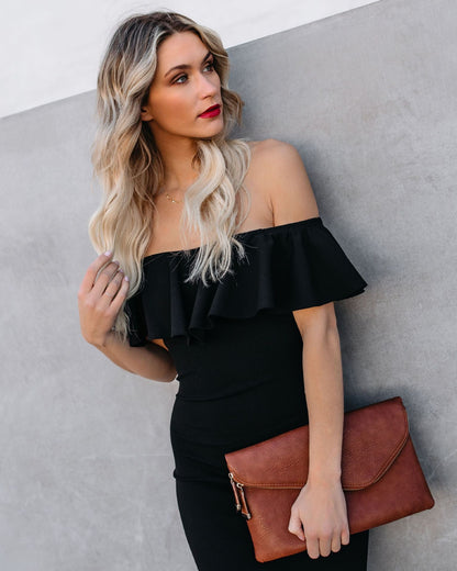 Havana Ruffle Midi Dress - Black