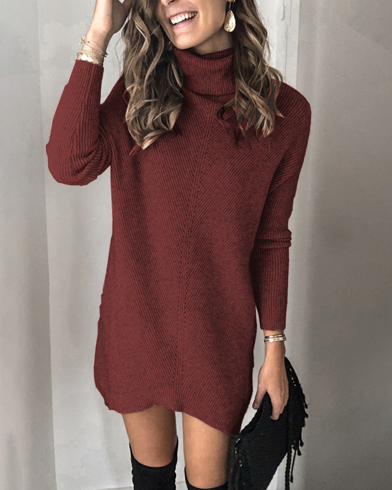 Kannon Turtleneck Sweater Dress - Cinnamon - FINAL SALE