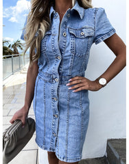 Tribeca Pocketed Button Down Denim Dress - FINAL SALE