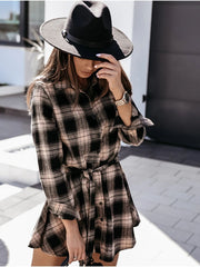 Granton Cotton Blend Plaid Button Down Shirt Dress