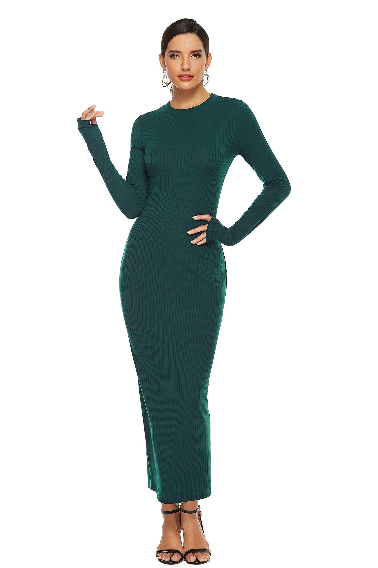 Kenji Long Sleeve Knit Midi Dress - Charcoal - FINAL SALE