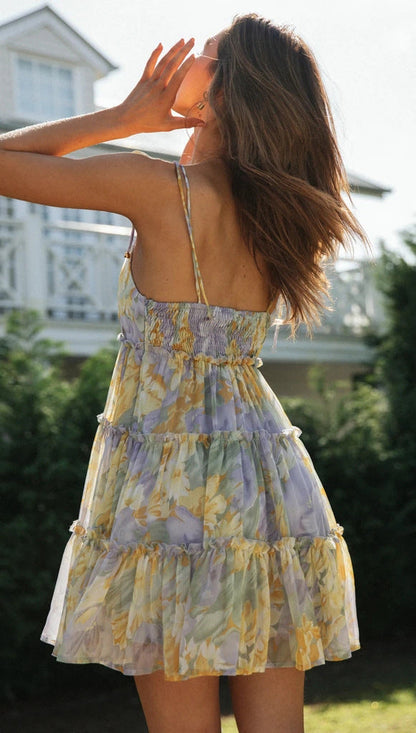 Dress The Part Floral Chiffon Tie Dress