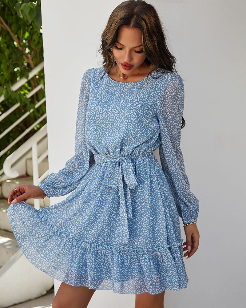 Nothing But Blue Skies Floral Rope Tie Midi Dress