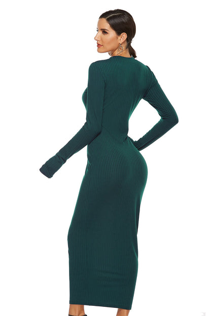 Kenji Long Sleeve Knit Midi Dress - Charcoal - FINAL SALE