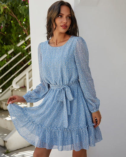 Nothing But Blue Skies Floral Rope Tie Midi Dress