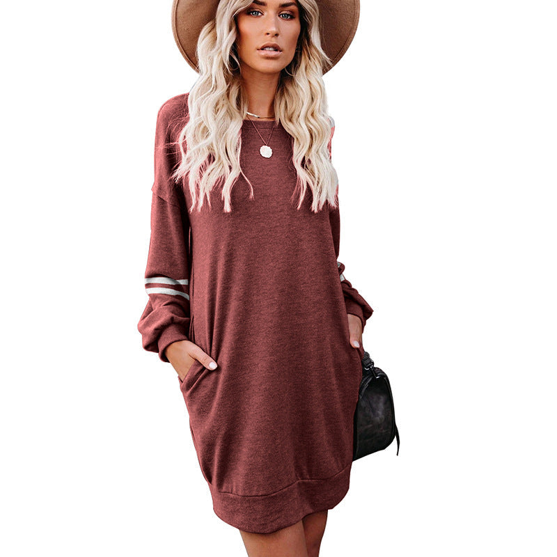 Randy Pocketed Long Sleeve Knit Dress - Marsala - FINAL SALE